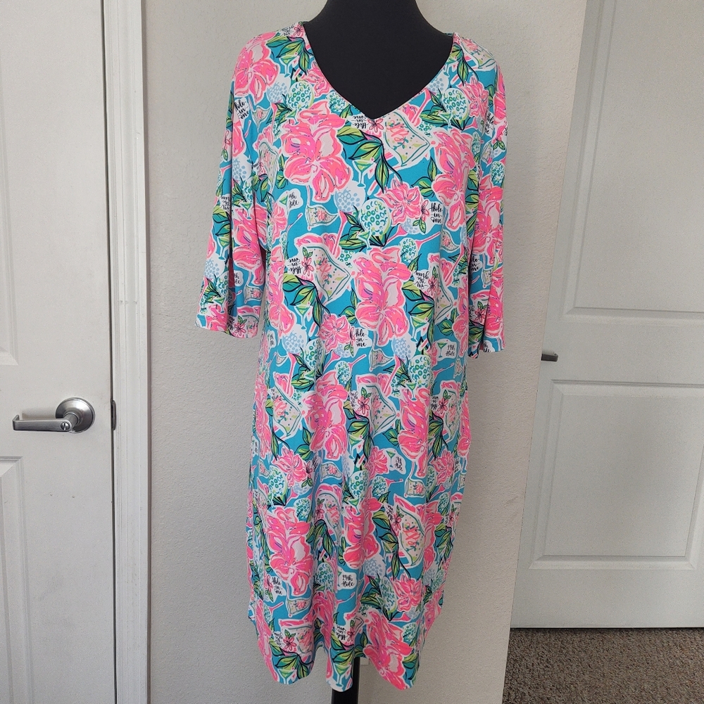 Lulu-B Floral V-Neck Dress - Pink and Blue
